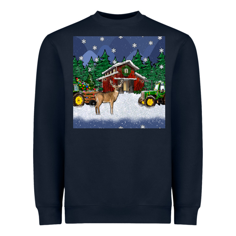 Christmas Town And Farm Tractor Seamless Pattern Heavyweight Sweatshirt by BundleAndBundleShop | Teevron