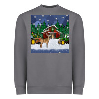 Storm christmas town and farm tractor seamless pattern Heavyweight Sweatshirt - BundleAndBundleShop