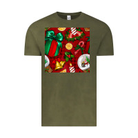 Vintage Olive christmas snow globe seamless pattern Vintage Tee - BundleAndBundleShop