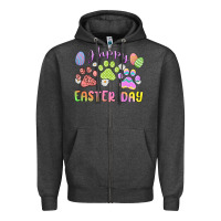 Charcoal Heather happy easter day paws Zipper Hoodie - MaliasSmallBusiness