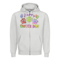 Dove Grey happy easter day paws Zipper Hoodie - MaliasSmallBusiness