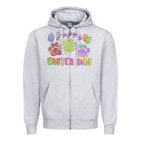Heather Grey happy easter day paws Zipper Hoodie - MaliasSmallBusiness
