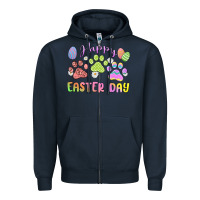 Navy happy easter day paws Zipper Hoodie - MaliasSmallBusiness