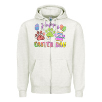 Oatmeal Heather happy easter day paws Zipper Hoodie - MaliasSmallBusiness