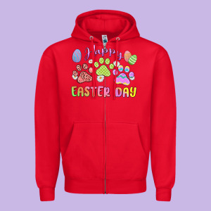 Happy Easter Day Paws Zipper Hoodie Designed By Maliassmallbusiness