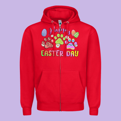 Happy Easter Day Paws Zipper Hoodie Designed By Maliassmallbusiness