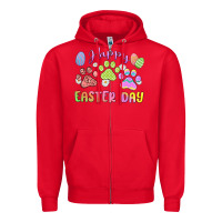 Red happy easter day paws Zipper Hoodie - MaliasSmallBusiness