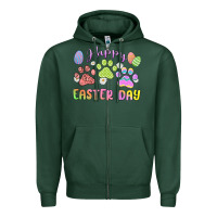 Sports Green happy easter day paws Zipper Hoodie - MaliasSmallBusiness