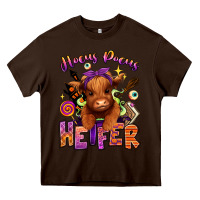 Chocolate Brown Hocus pocus Heifer Heavy Core Tee - RanaPortraitStore