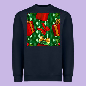 Christmas Surprise Gift Box Seamless Pattern Heavyweight Sweatshirt Designed By Bundleandbundleshop