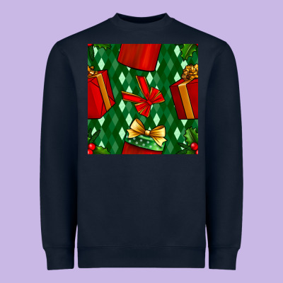 Christmas Surprise Gift Box Seamless Pattern Heavyweight Sweatshirt Designed By Bundleandbundleshop