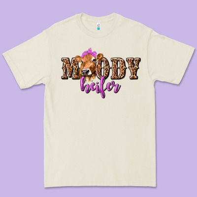Moody Heifer With Leopard Tbw Premium Tee Designed By Texasbilliewilder