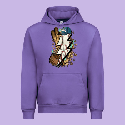 Lightning Bolt Baseball Urban Hoodie Designed By Howdyjamesfarm