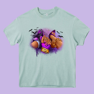 Halloween Sneaker And Heel Afro Woman Heavy Core Tee Designed By Ranaportraitstore