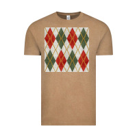 Vintage Coffee christmas diamond plaid seamless pattern Vintage Tee - BundleAndBundleShop