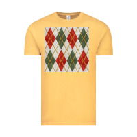 Vintage Mustard christmas diamond plaid seamless pattern Vintage Tee - BundleAndBundleShop