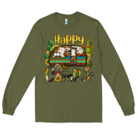 Army Green happy camper caravan and gnome Long Sleeve Tee - BarkalooDesign
