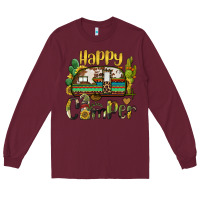 Burgundy happy camper caravan and gnome Long Sleeve Tee - BarkalooDesign