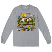 Heather Grey happy camper caravan and gnome Long Sleeve Tee - BarkalooDesign