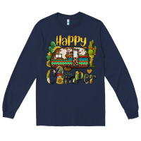 Navy happy camper caravan and gnome Long Sleeve Tee - BarkalooDesign