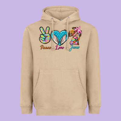 Peace Love Easter Jesus Heavyweight Hoodie Designed By Bundleandbundleshop