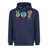 Navy Peace Love Easter Jesus Heavyweight Hoodie - BundleAndBundleShop