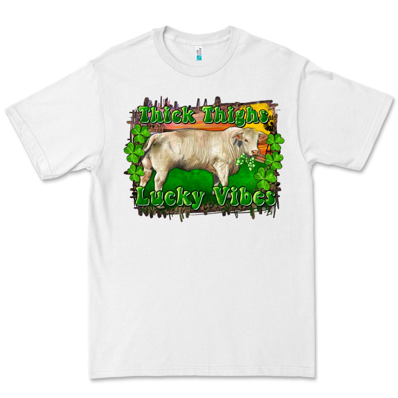 Thick Thighs Lucky Vibes Charolais Bull Premium Tee by RanaPortraitStore | Teevron