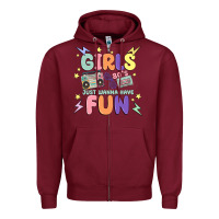 Burgundy girls just wanna have fun Zipper Hoodie - MaliasSmallBusiness