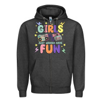 Charcoal Heather girls just wanna have fun Zipper Hoodie - MaliasSmallBusiness