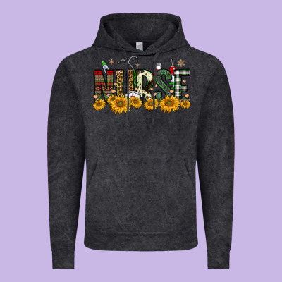Christmas Nurse Sunflower Vintage Hoodie Designed By Fadigitalartstudio