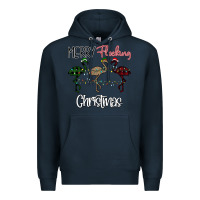 Navy Merry Flocking Christmas Premium Hoodie - Bettercallsaul