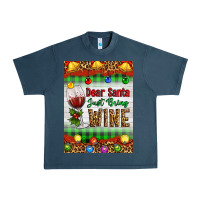 Midnight Navy Christmas Dear Santa Just Bring Wine Urban Heavy Tee - Artiststas