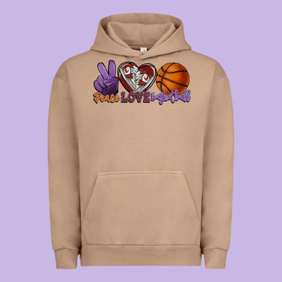 Peace Love Basketball Urban Hoodie Designed By Howdyjamesfarm