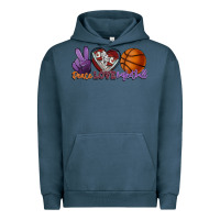 Pigment Midnight Navy Peace love Basketball Urban Hoodie - HowdyJamesFarm