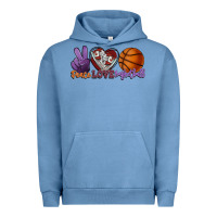 Pigment Pebble Blue Peace love Basketball Urban Hoodie - HowdyJamesFarm