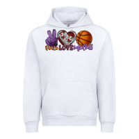 White Peace love Basketball Urban Hoodie - HowdyJamesFarm
