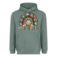 Sage Happy Easter Rainbow Heavyweight Hoodie - BundleAndBundleShop