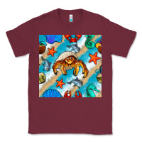 Burgundy sea animals Classic Tee - BundleAndBundleShop