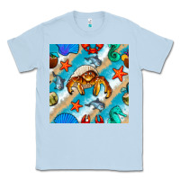 Dusty Blue sea animals Classic Tee - BundleAndBundleShop