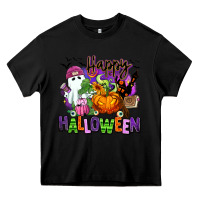 Black Happy Halloween Heavy Core Tee - RanaPortraitStore