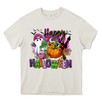Cream Happy Halloween Heavy Core Tee - RanaPortraitStore