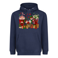 Navy Elf Coffee Cups Christmas Heavyweight Hoodie - BundleAndBundleShop