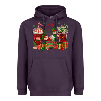 Plum Elf Coffee Cups Christmas Heavyweight Hoodie - BundleAndBundleShop