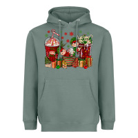 Sage Elf Coffee Cups Christmas Heavyweight Hoodie - BundleAndBundleShop