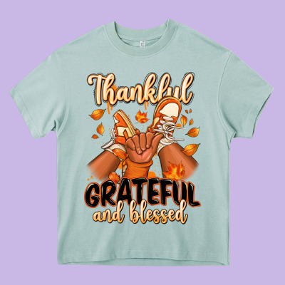 Heavy Core Tee Thankful grateful and Blessed black boy sneakers