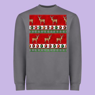 Christmas Deer And Ornaments Seamless Pattern Heavyweight Sweatshirt Designed By Bundleandbundleshop