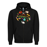 Black maestra teacher heart doodle Zipper Hoodie - MaliasSmallBusiness