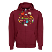 Burgundy maestra teacher heart doodle Zipper Hoodie - MaliasSmallBusiness
