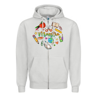Dove Grey maestra teacher heart doodle Zipper Hoodie - MaliasSmallBusiness