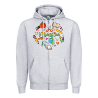 Heather Grey maestra teacher heart doodle Zipper Hoodie - MaliasSmallBusiness